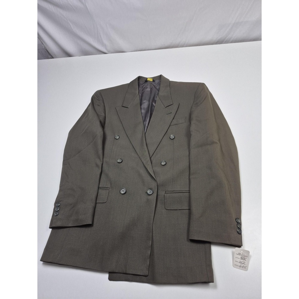 Europa Collection Suit Jacket Mens 36R Green Wool Double Breasted Pietro FLAW